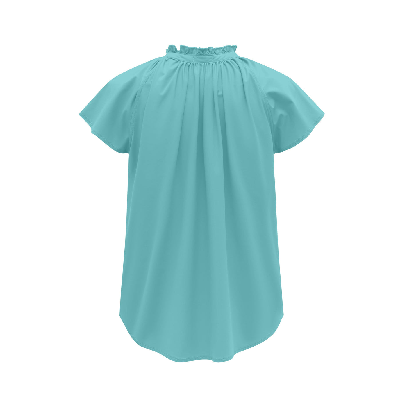 Turquoise blouse with short sleeves on a white background